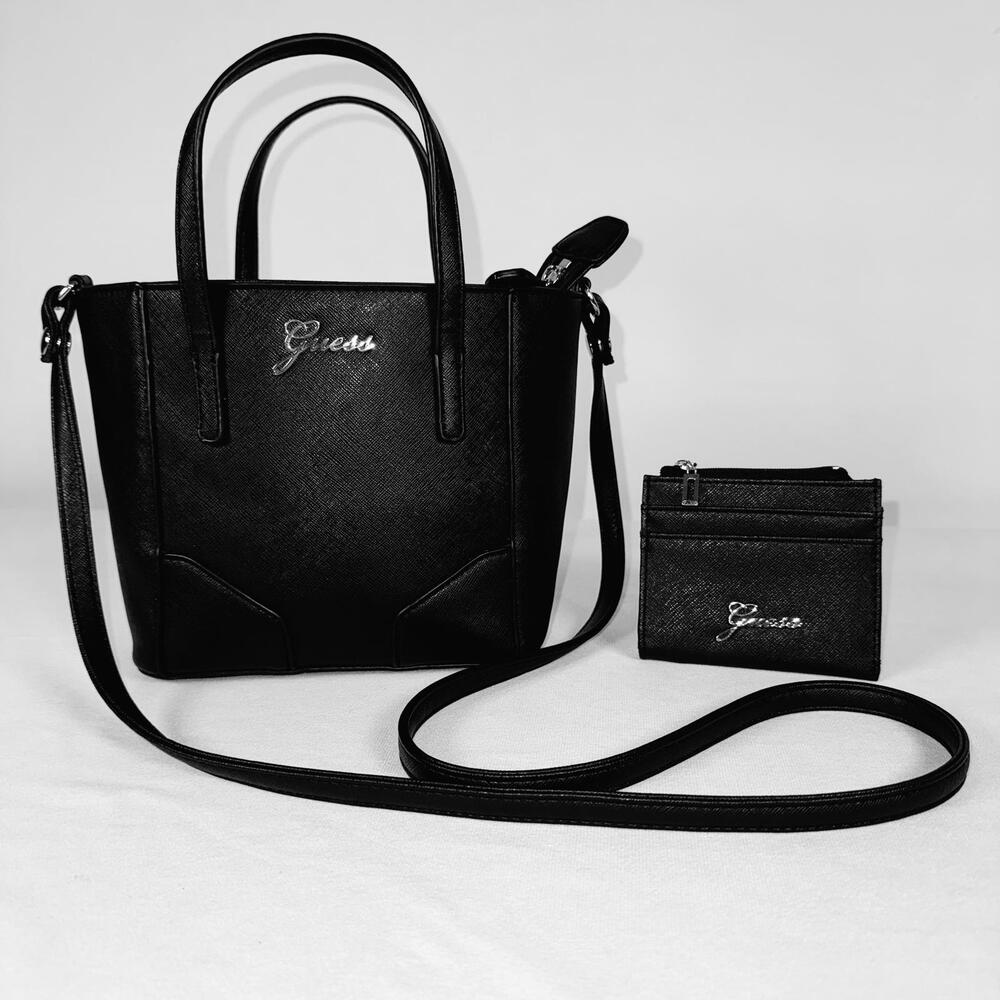 Black Guess Tote Bag with Matching Wallet - Picture 1 of 5